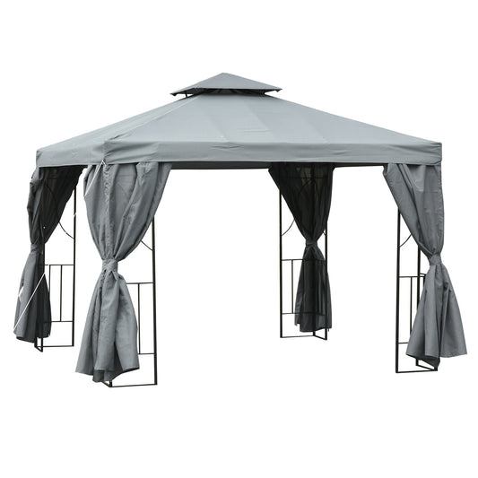 3x3m Garden Metal Gazebo Marquee Patio Wedding Party Dark Grey