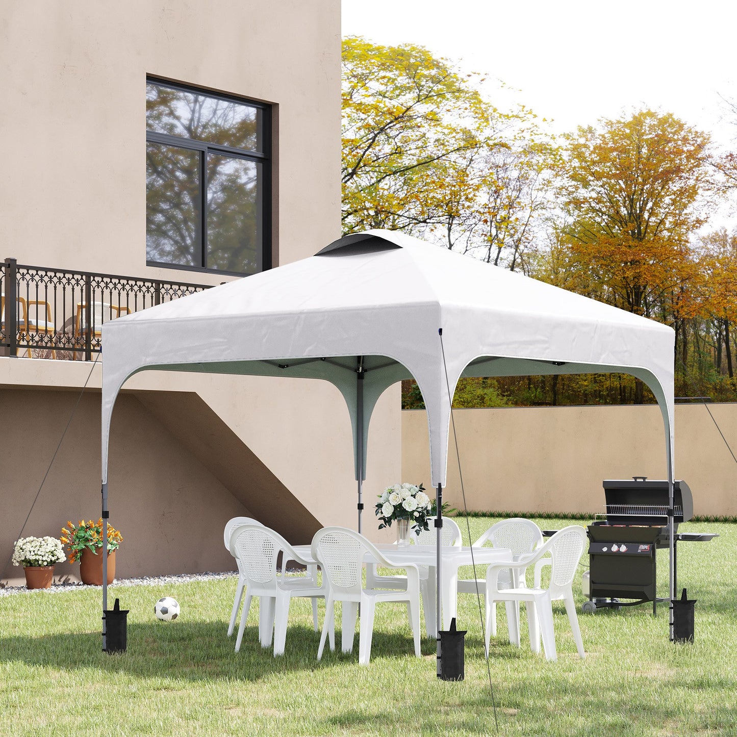 3x3M Pop Up Gazebo, Carry Bag 4 Leg Weight Bags White