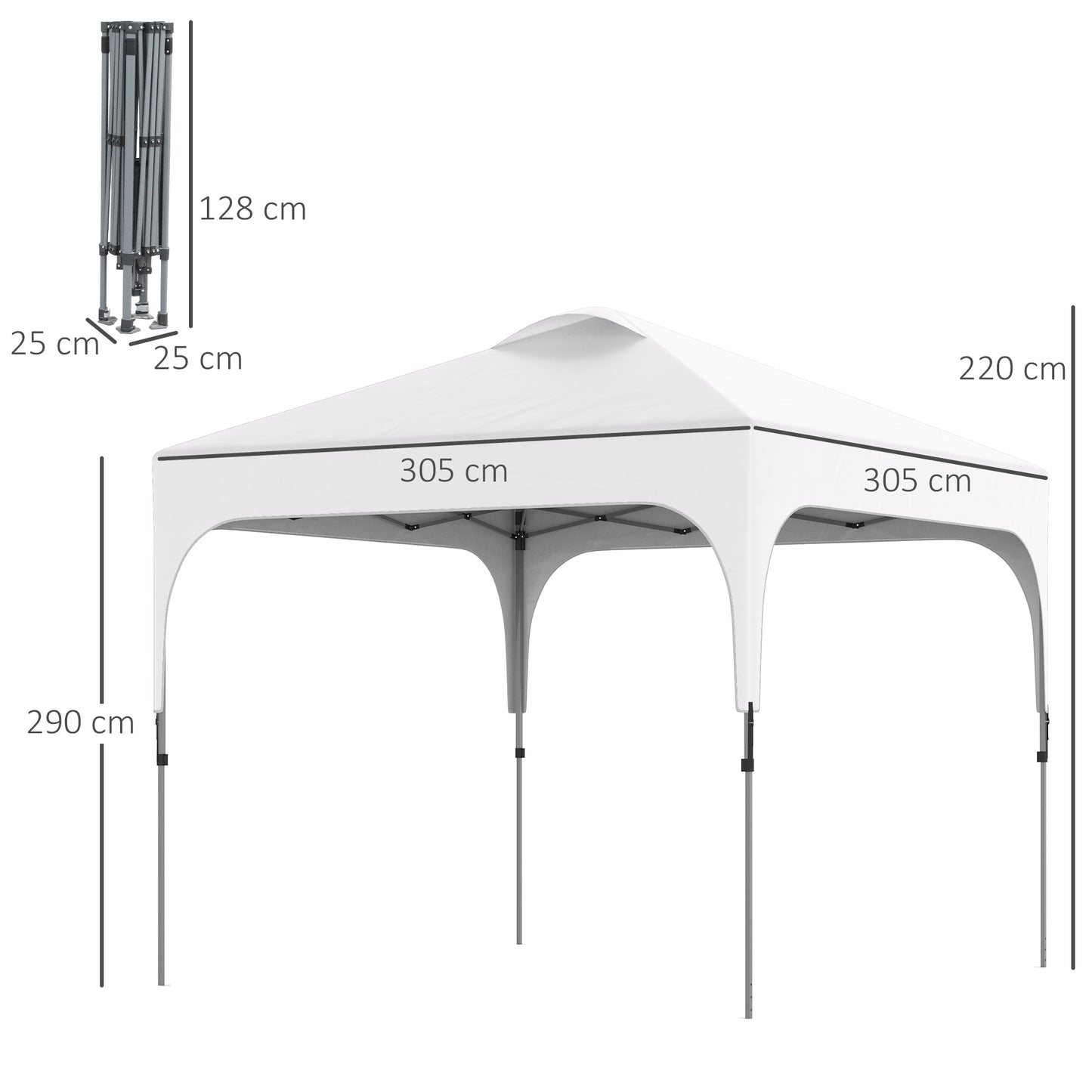3x3M Pop Up Gazebo, Carry Bag 4 Leg Weight Bags White