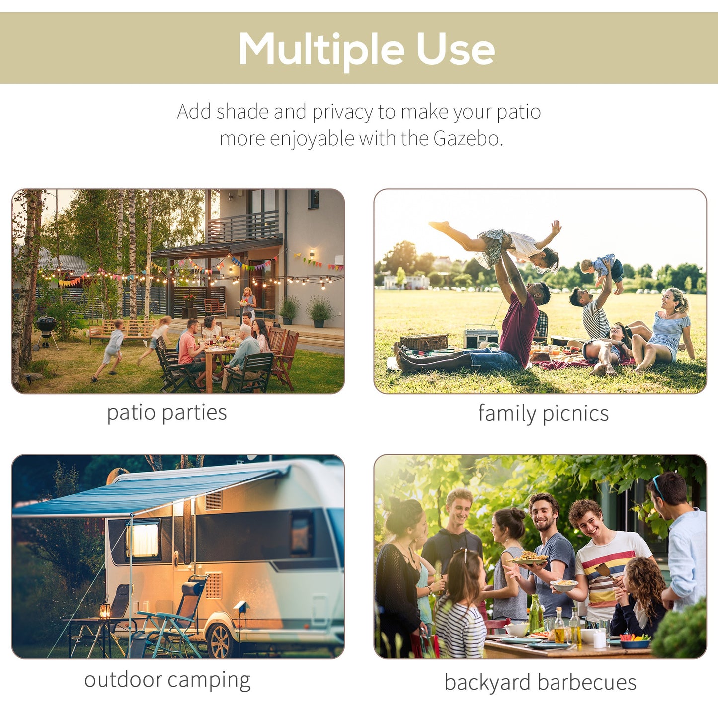 Wall Mounted Garden Gazebo Awning, 300L x 250W x 200-250Hcm