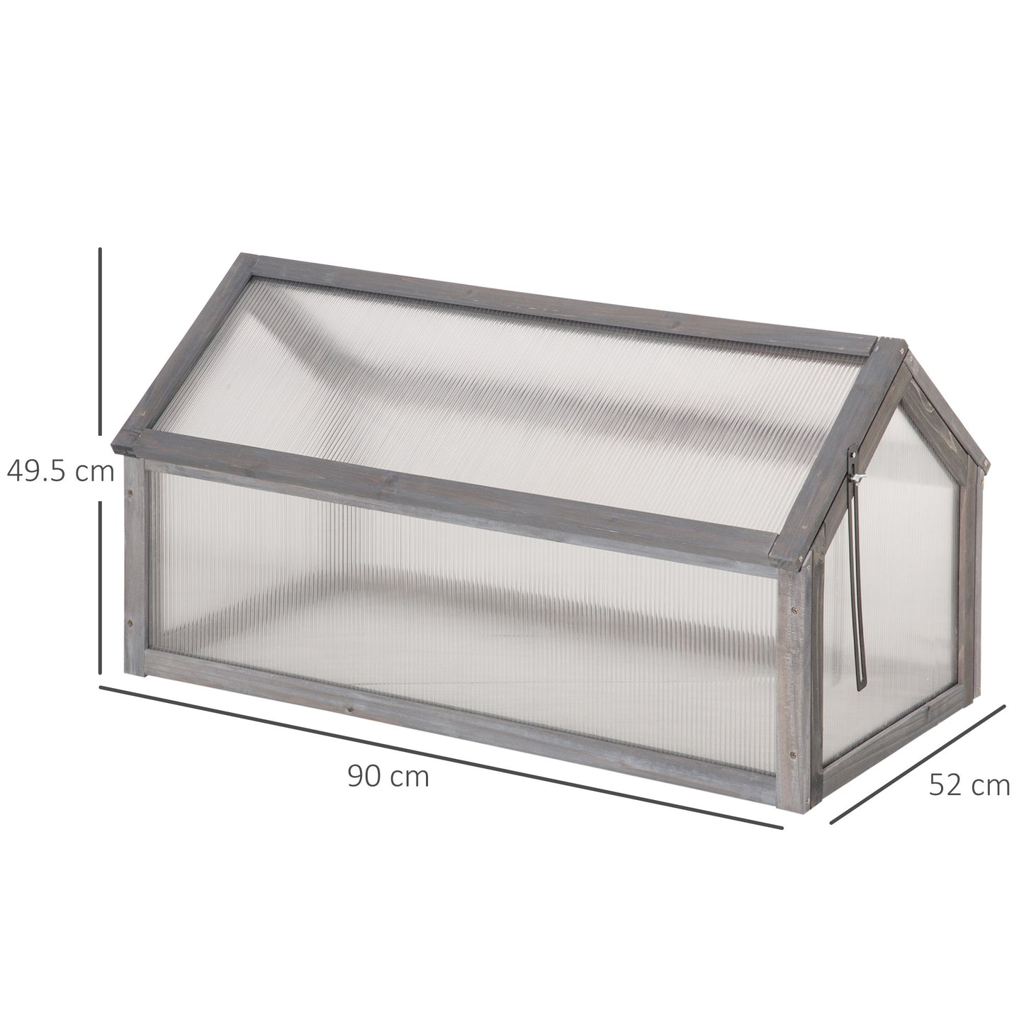 Wooden Cold Frame Greenhouse PC 90 x 52 x 50cm, Grey House,