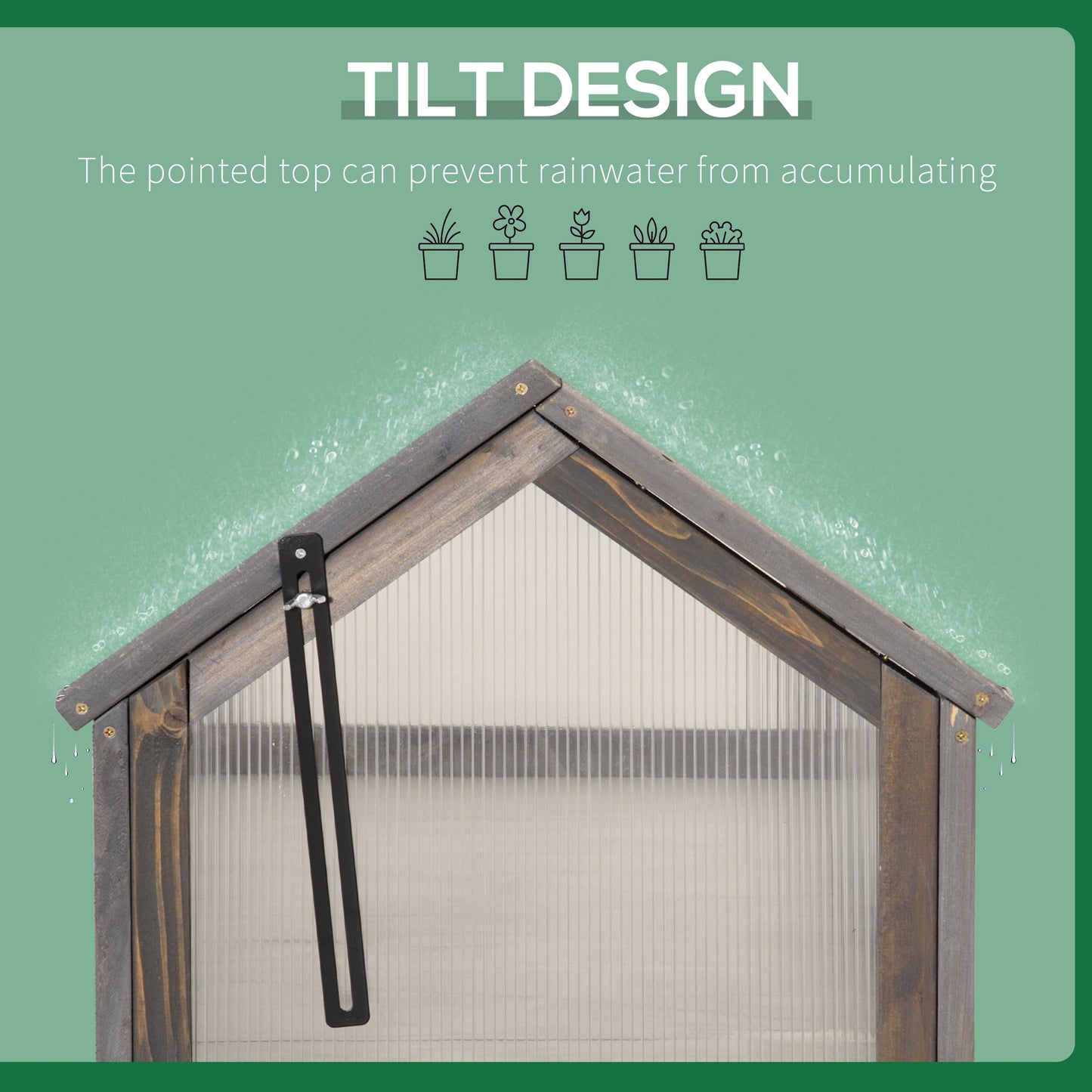 Wooden Cold Frame Greenhouse PC 90 x 52 x 50cm, Grey House,