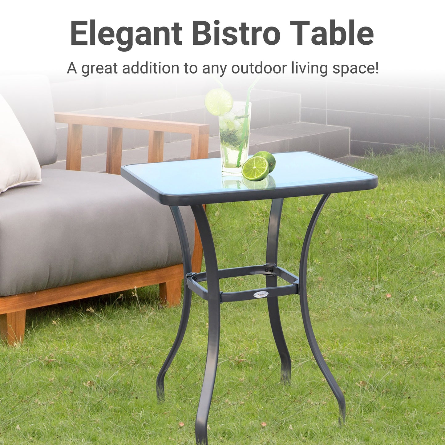 Square Glass Bistro Table Bar Dining Kitchen Breakfast Party Table 68.5x84 cm