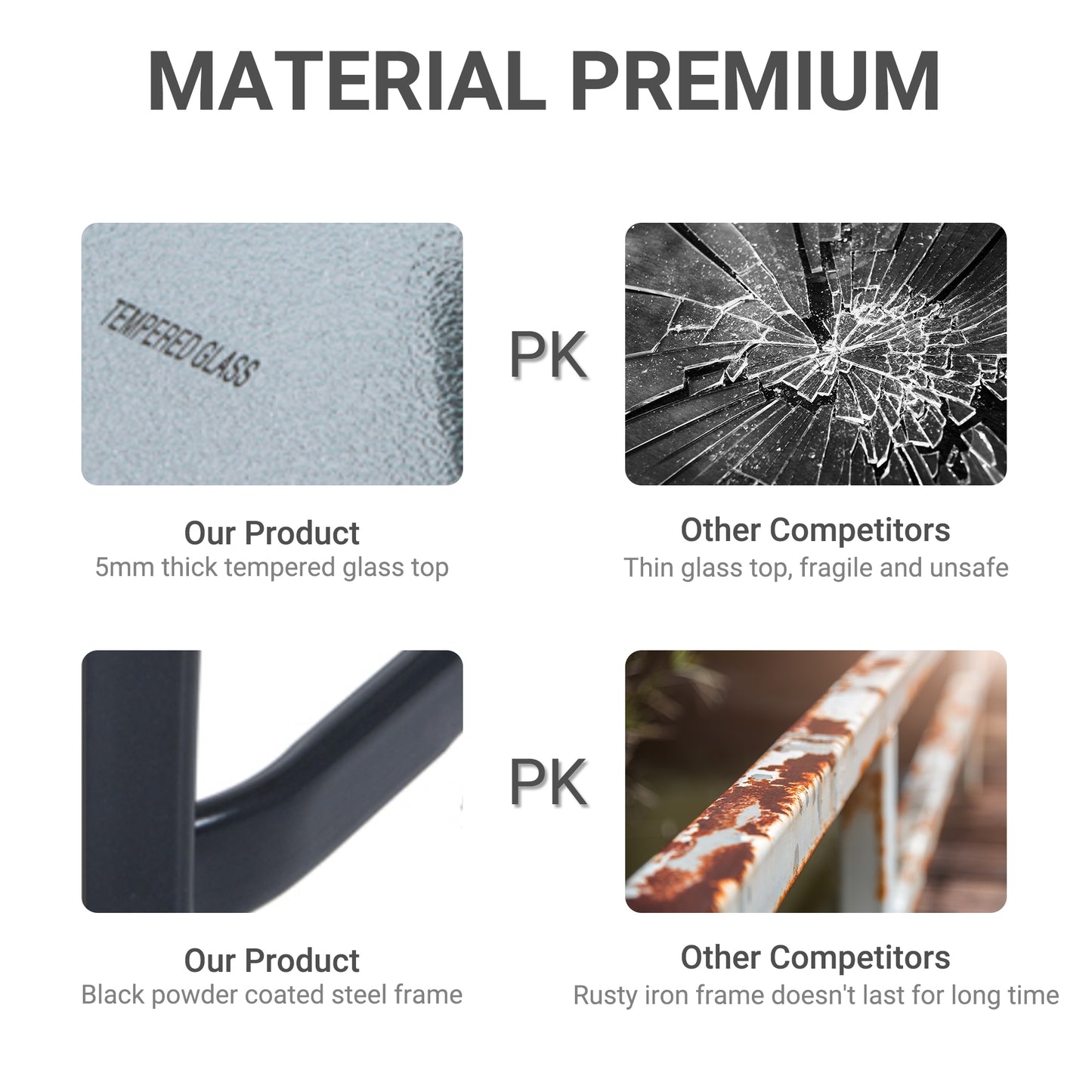 Square Glass Bistro Table Bar Dining Kitchen Breakfast Party Table 68.5x84 cm