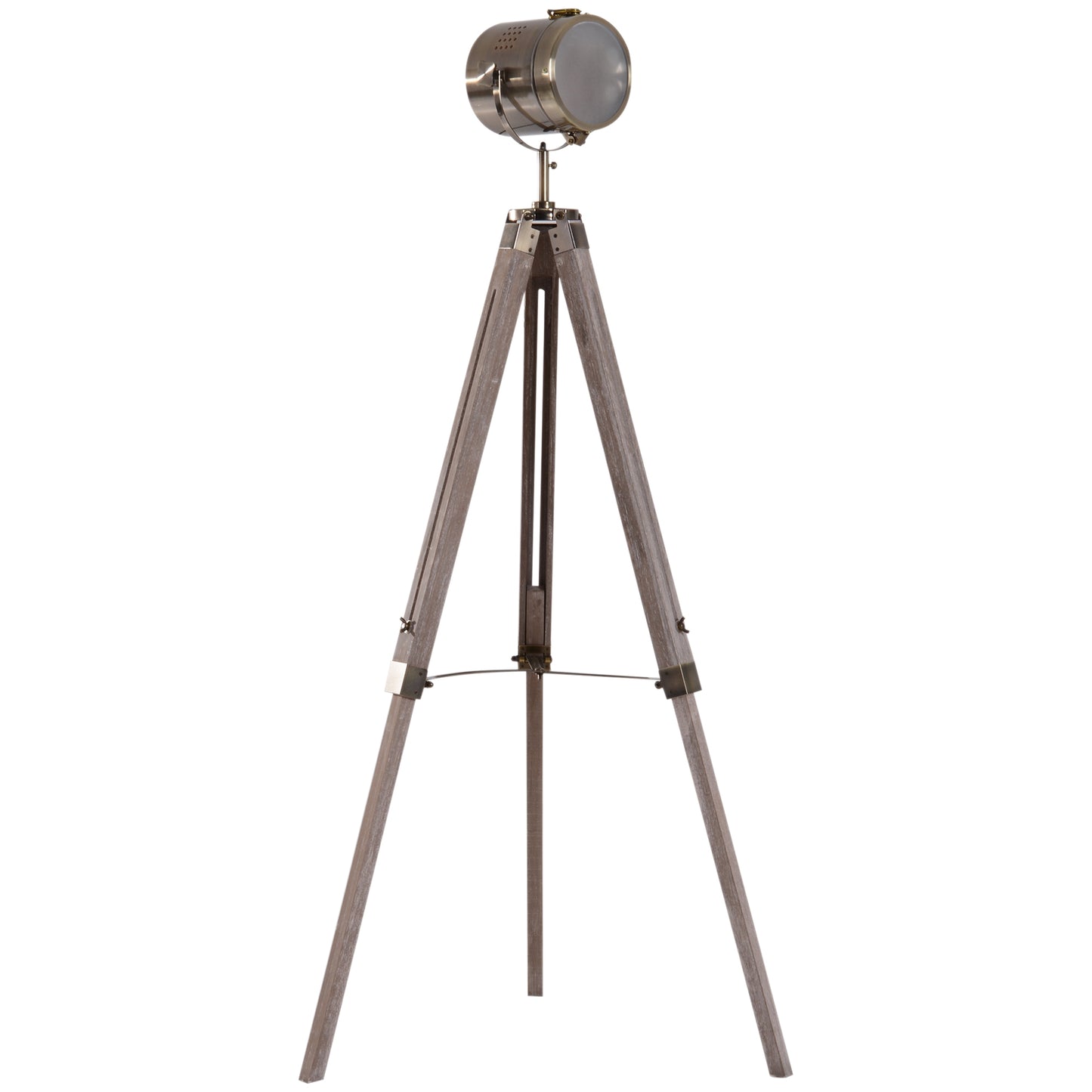 Tripod Floor Lamp, 65L,Wood/Bronze Colour