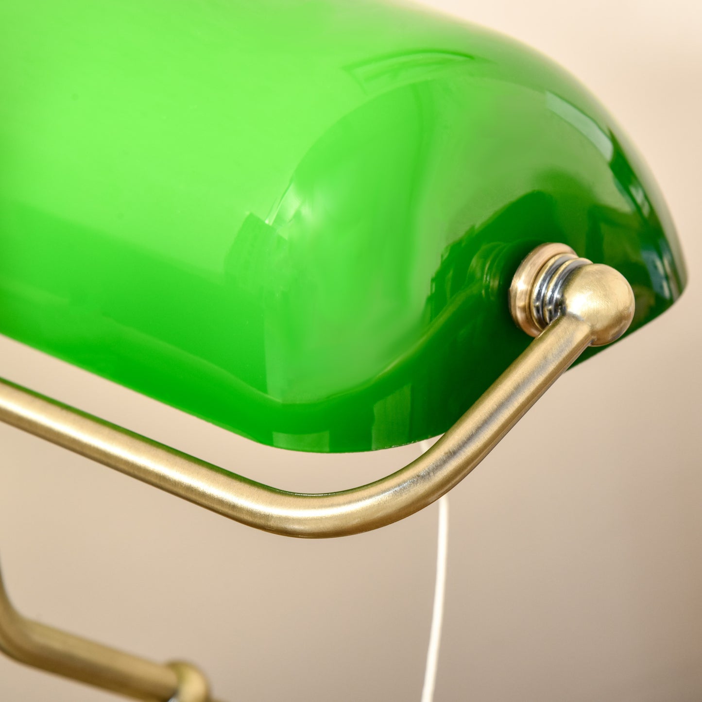 Banker's Table Lamp Desk Lamp w/Antique Bronze Base, Glass Shade and Pull Rope