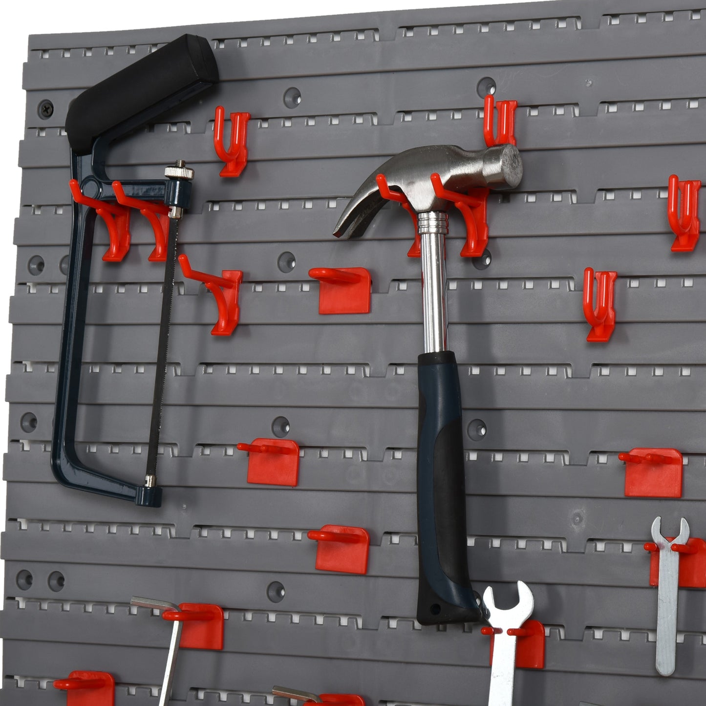 DURHAND PP Wall Mounted Garage Tool Organiser Unit Grey/Red