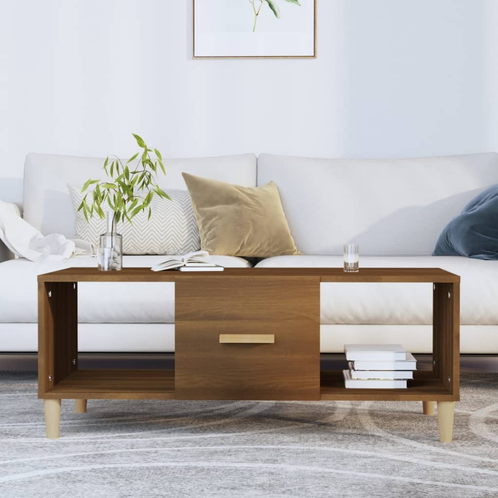 Coffee Table Brown Oak 102x50x40 cm Engineered Wood