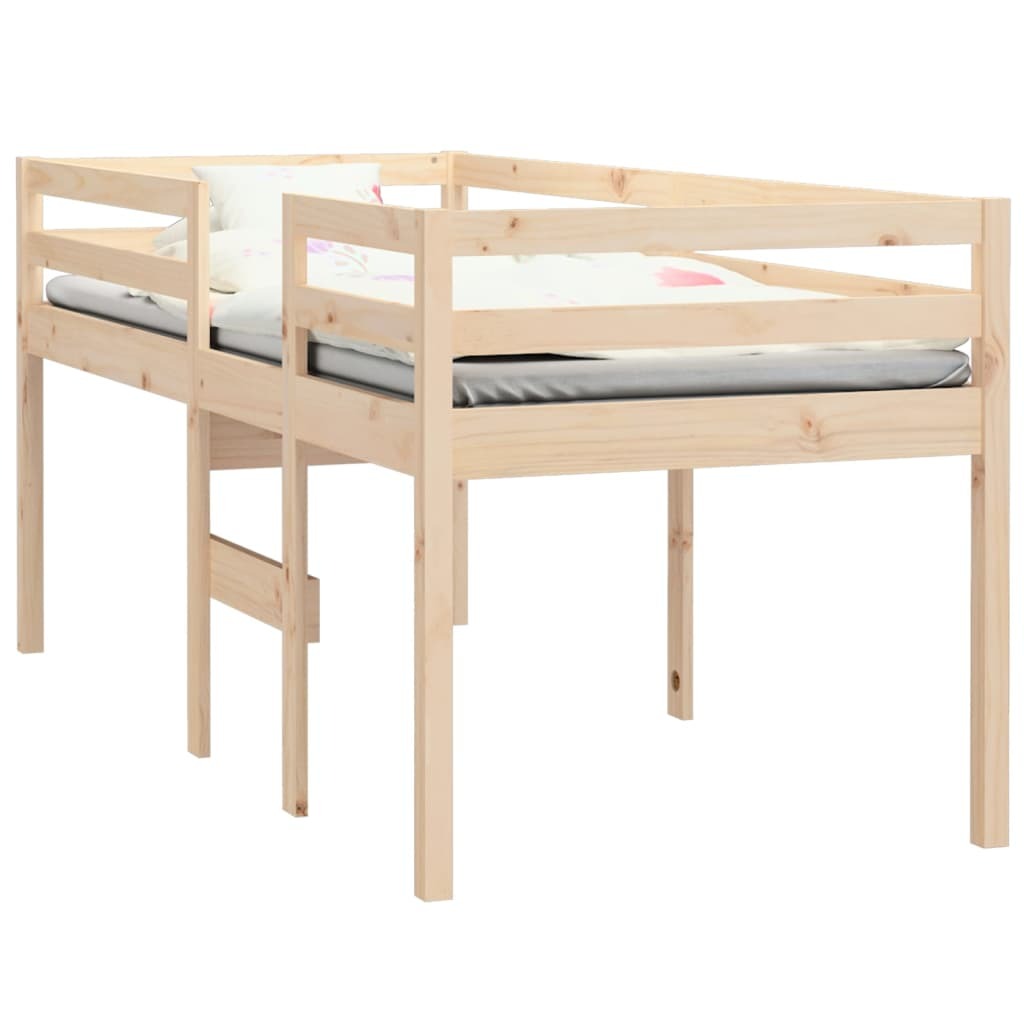 High Sleeper Bed 75x190 cm 2FT6 Small Single Solid Wood Pine