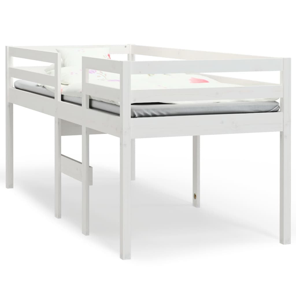 High Sleeper Bed White 80x200 cm Solid Wood Pine