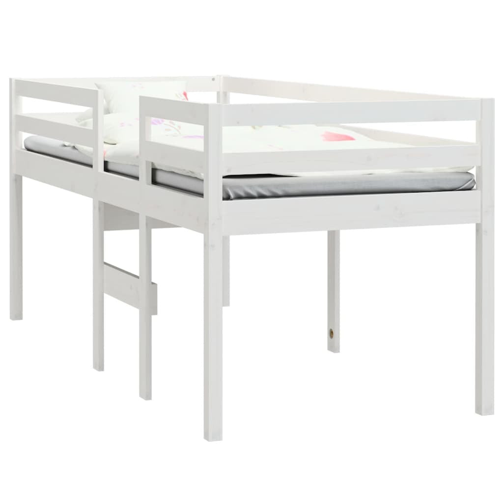 High Sleeper Bed White 80x200 cm Solid Wood Pine