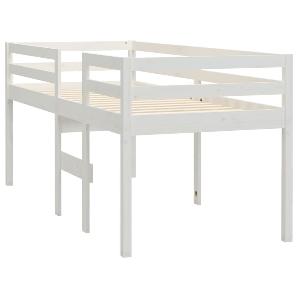 High Sleeper Bed White 80x200 cm Solid Wood Pine