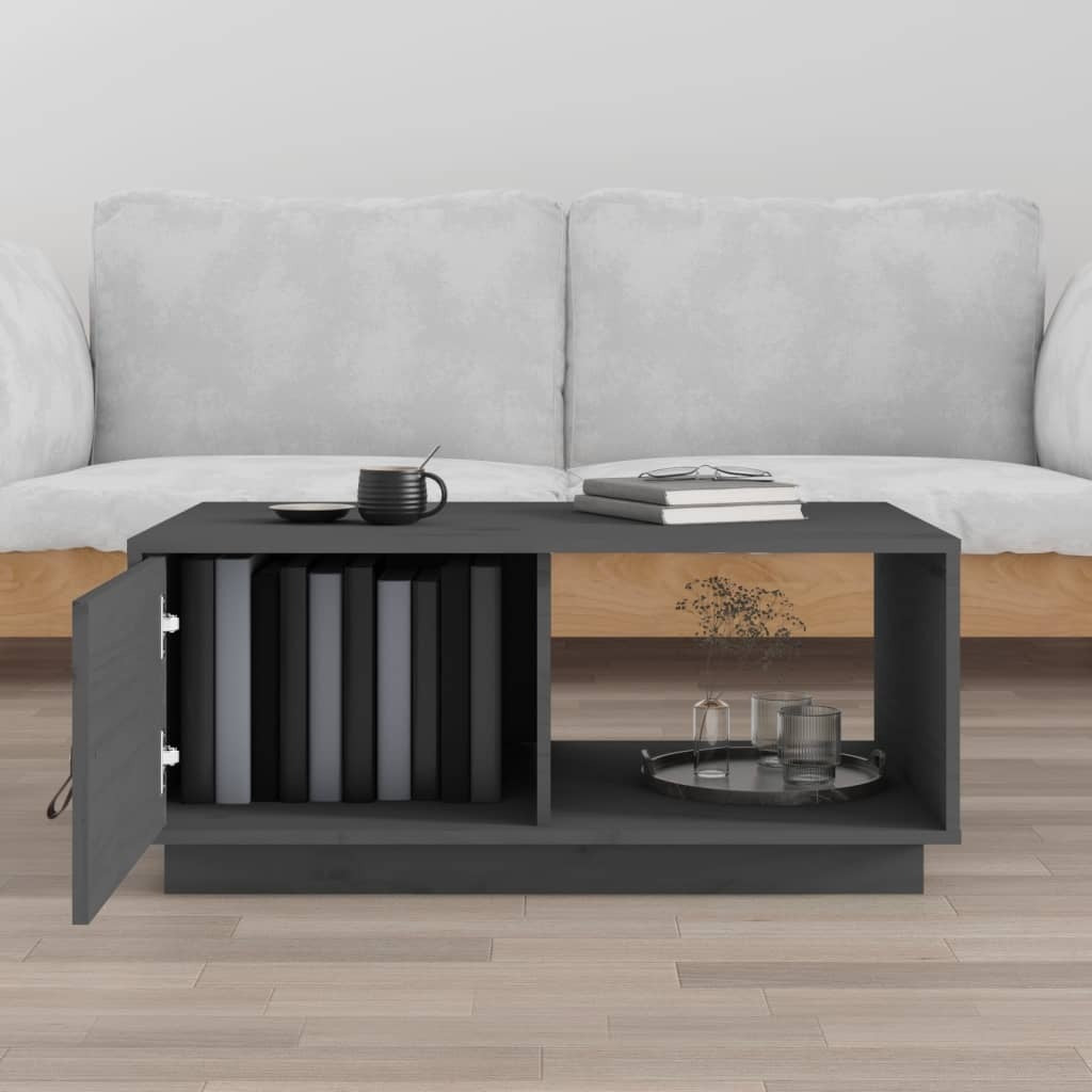 Coffee Table Grey 80x50x35.5 cm Solid Wood Pine