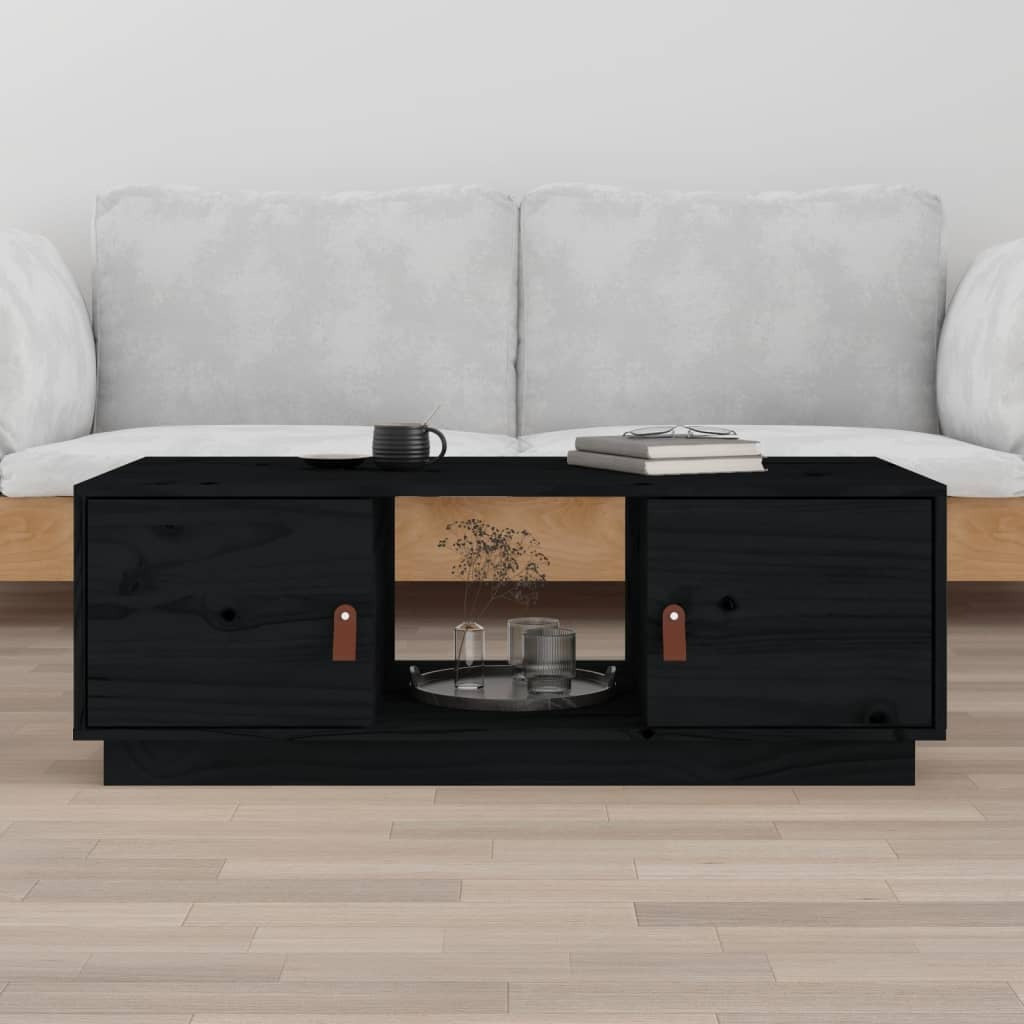 Coffee Table Black 100x50x35 cm Solid Wood Pine