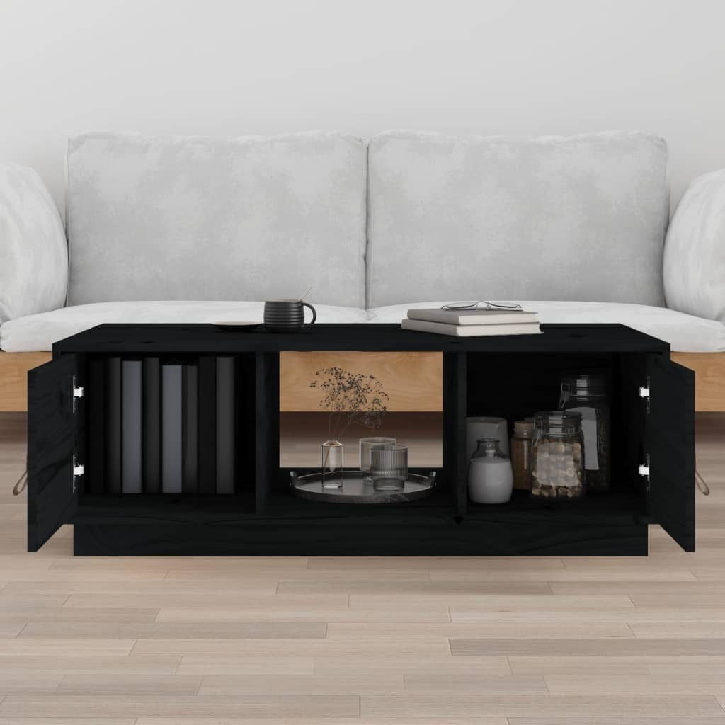 Coffee Table Black 100x50x35 cm Solid Wood Pine