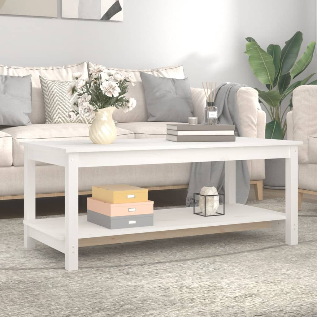 Coffee Table White 110x55x45 cm Solid Wood Pine