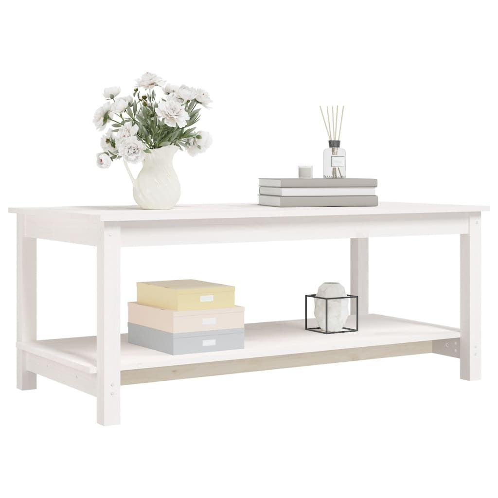 Coffee Table White 110x55x45 cm Solid Wood Pine