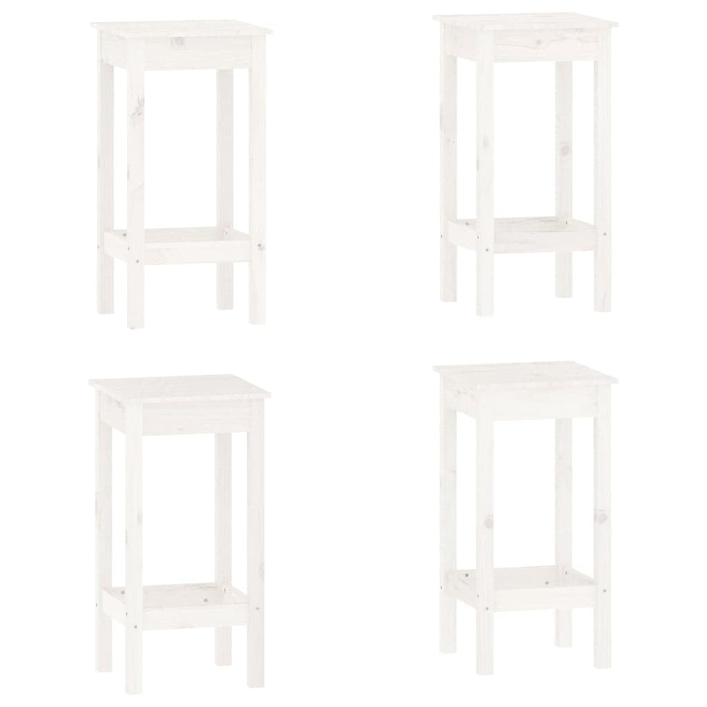5 Piece Bar Set White Solid Wood Pine