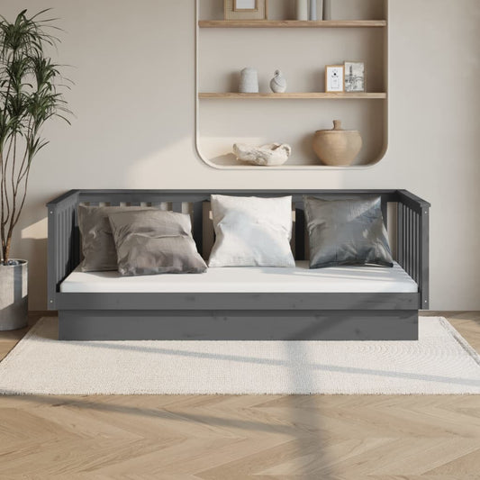 Day Bed Grey 80x200 cm Solid Wood Pine