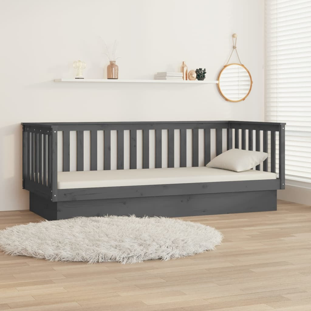 Day Bed Grey 80x200 cm Solid Wood Pine