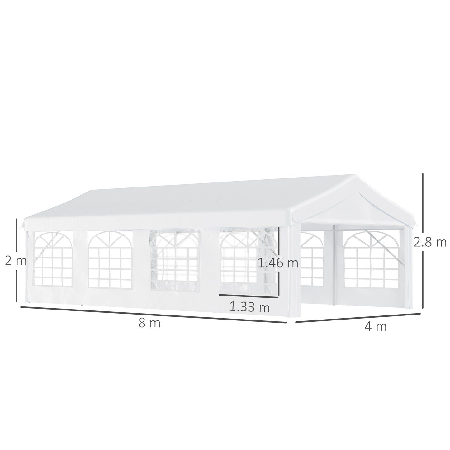 8m Gazebo Garden Marquee Canopy Party Carport Shelter White Outsunny