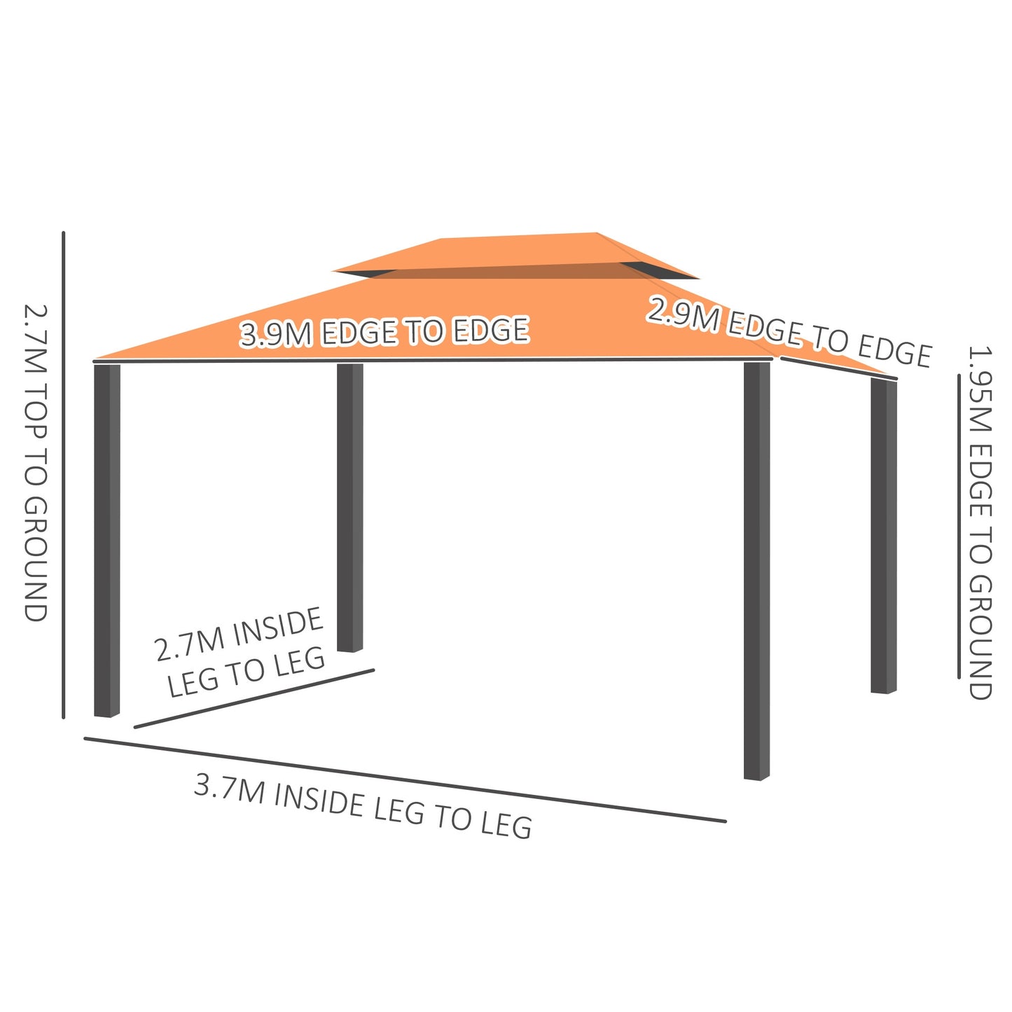 3m x 3.6m Aluminium Gazebo Canopy Patio Marquee Party Tent Outdoor