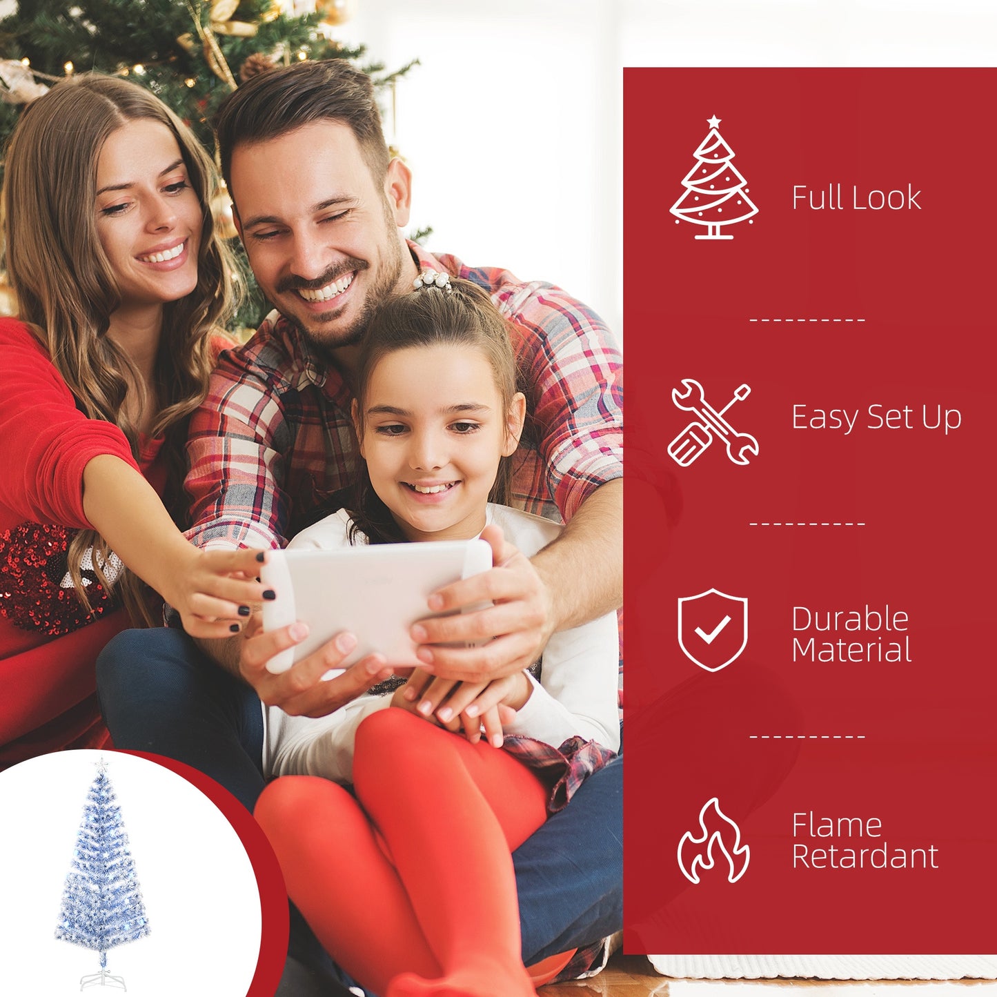 Artificial Fibre Optic Christmas Tree Seasonal Decoration w/ 26 LED HOMCOM