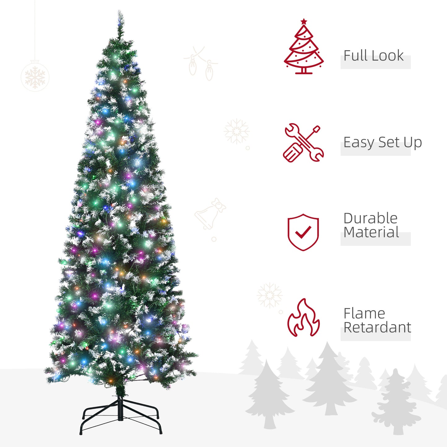7FT Prelit Artificial Xmas Tree Holiday D??cor  350 Colourful LED Light