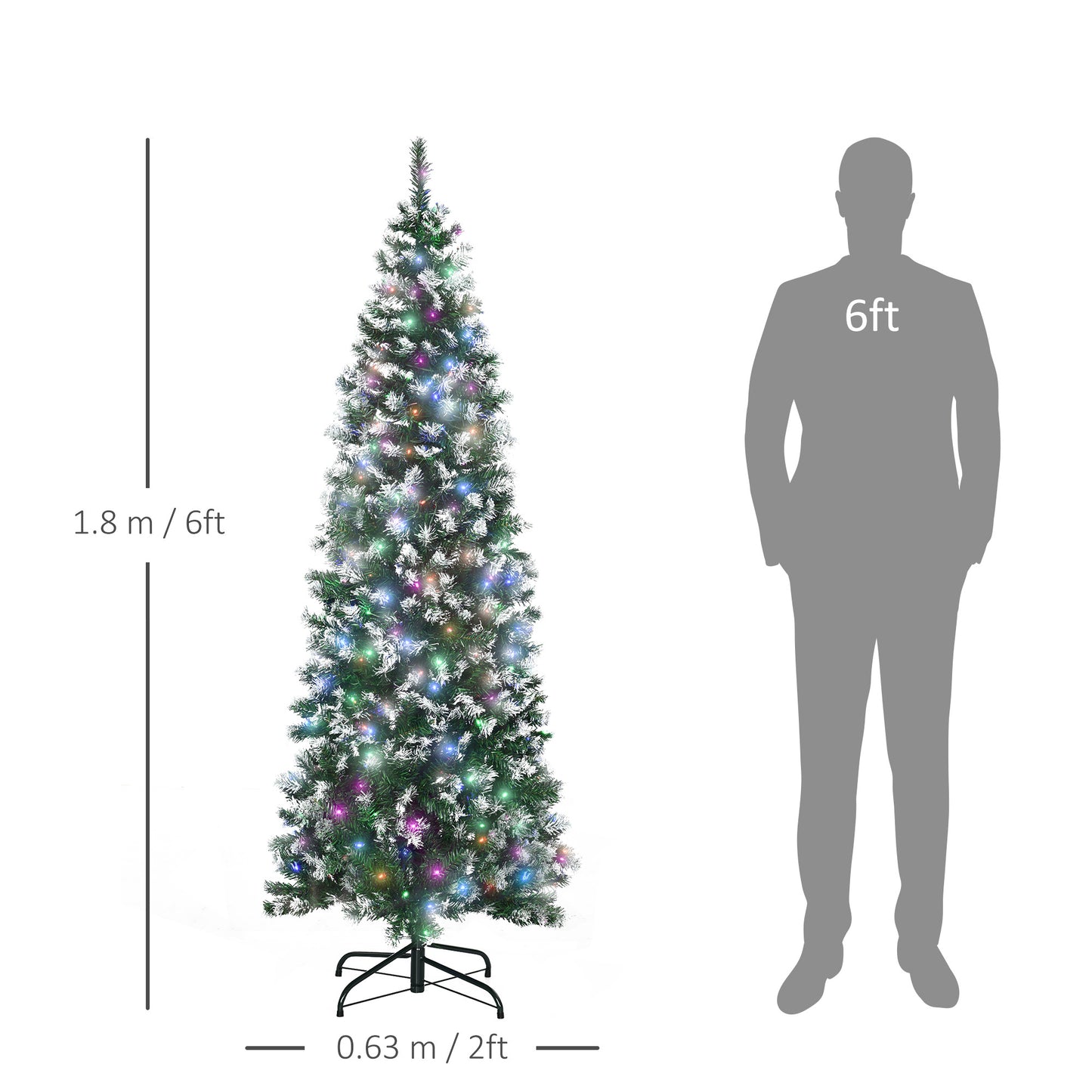 6FTPrelit Artificial Xmas Tree Holiday D??cor w/ 300 Colourful LED Light