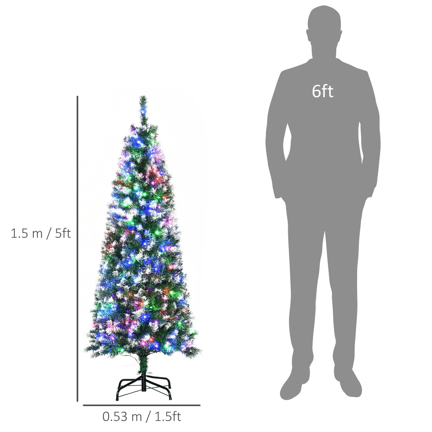 5FT Prelit Artificial Xmas Tree Holiday D??cor  250 Colourful LED Light