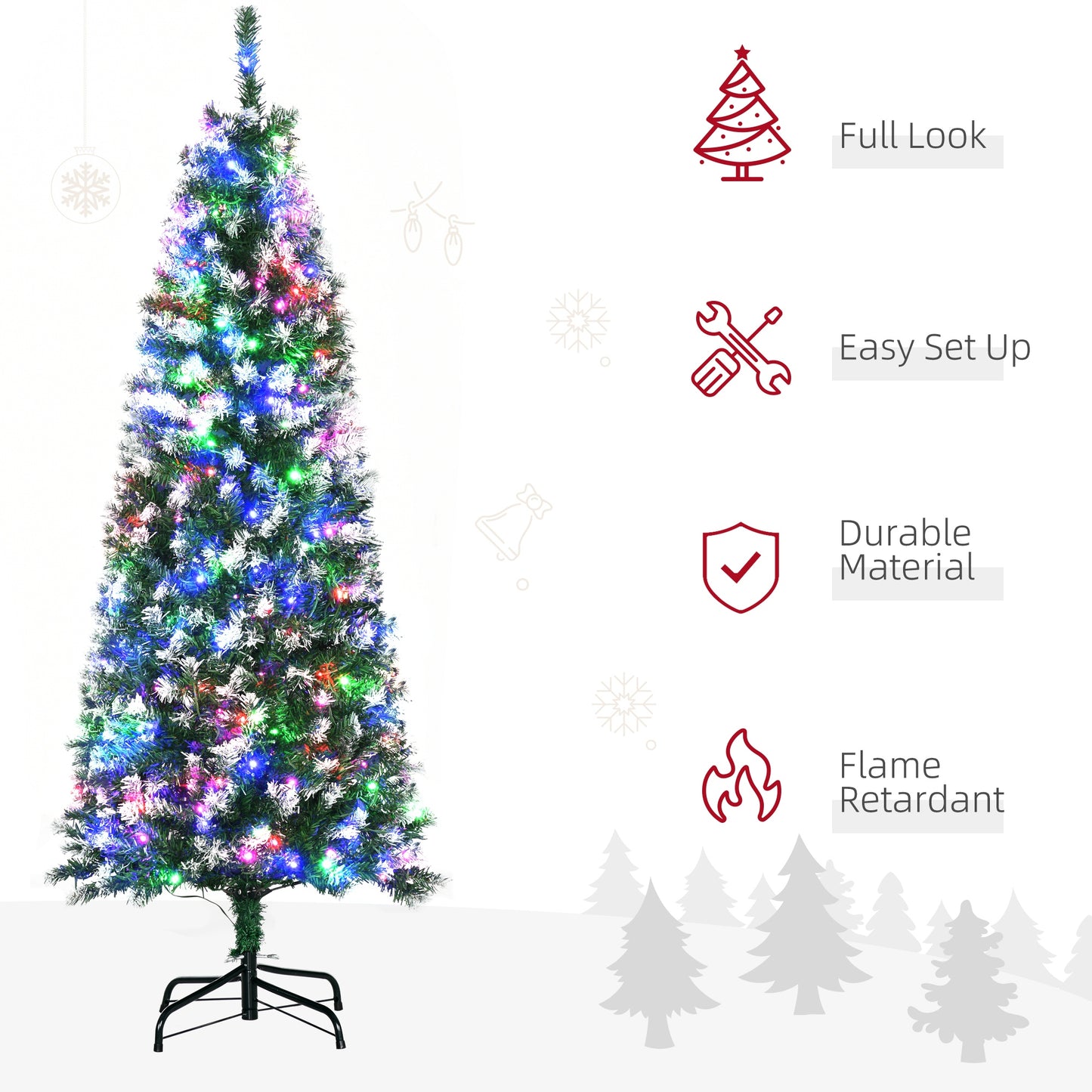 5FT Prelit Artificial Xmas Tree Holiday D??cor  250 Colourful LED Light