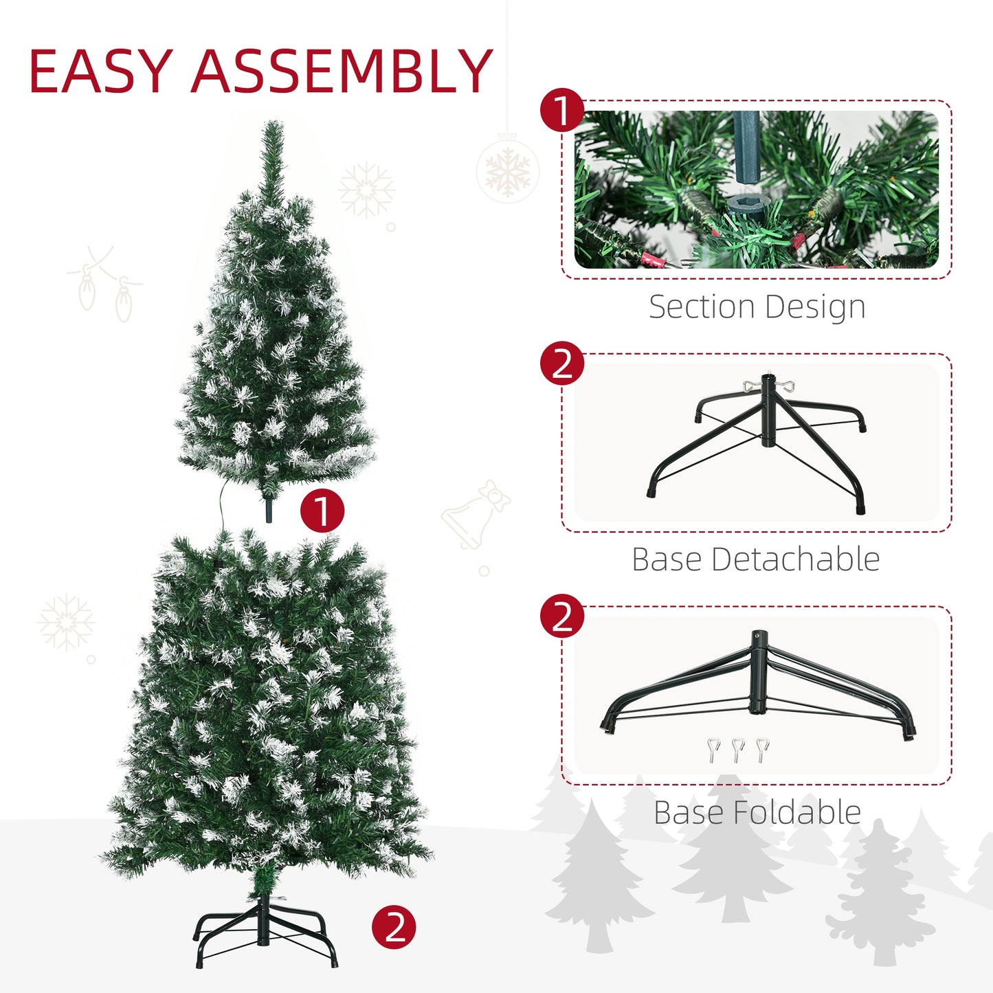 5FT Prelit Artificial Xmas Tree Holiday D??cor  250 Colourful LED Light