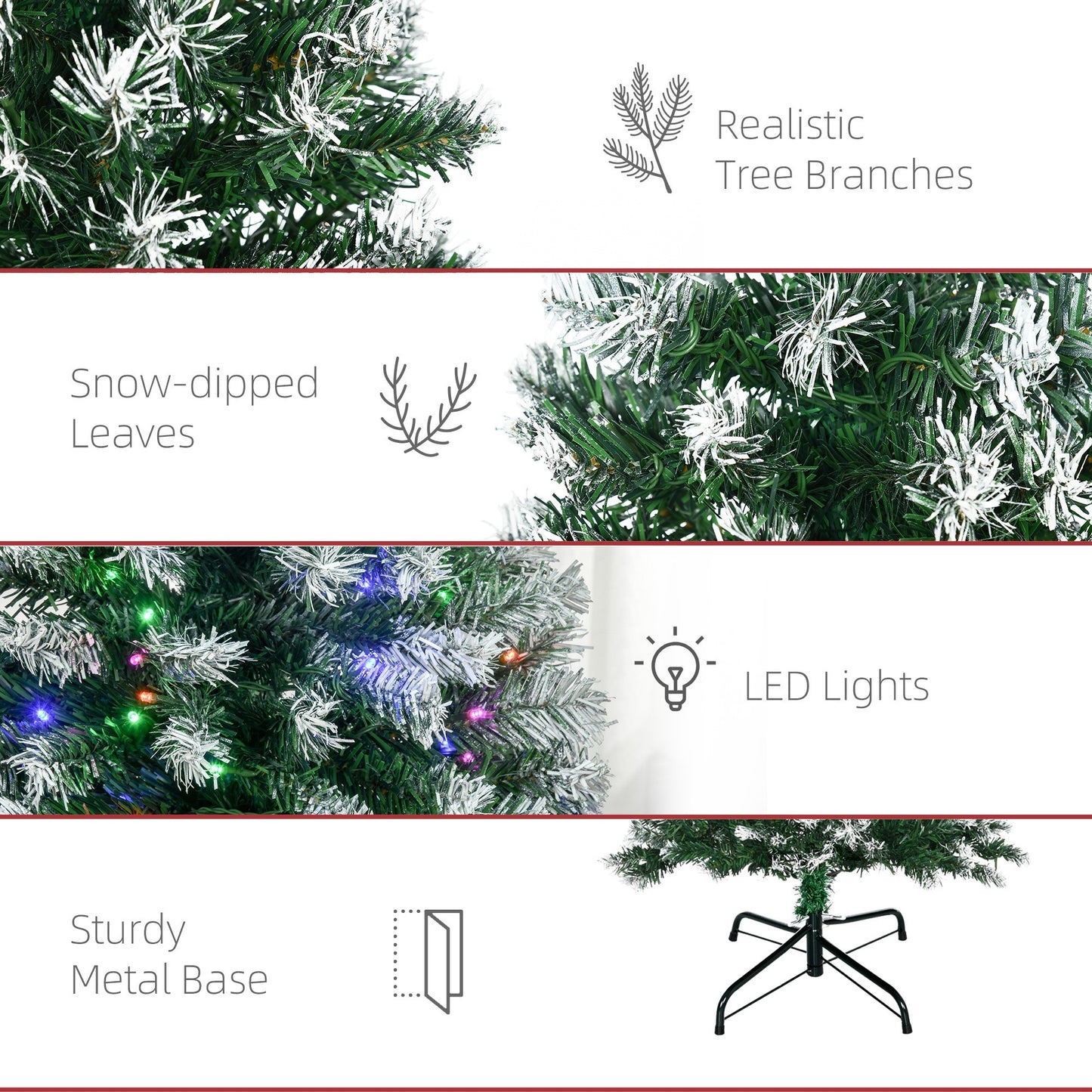 5FT Prelit Artificial Xmas Tree Holiday D??cor  250 Colourful LED Light