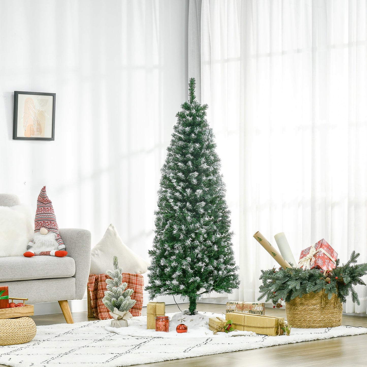 5FT Prelit Artificial Xmas Tree Holiday D??cor  250 Colourful LED Light