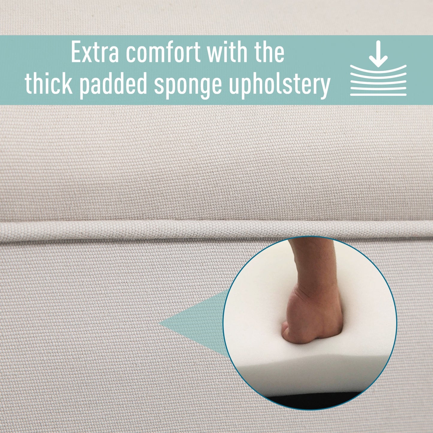 Elegant Flannelette Home End Bench Wood Legs Padding High Scrolled Ends