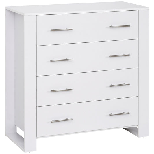 Chest Of 4 Drawers Home Storage Clothes Cabinet Metal Handles White
