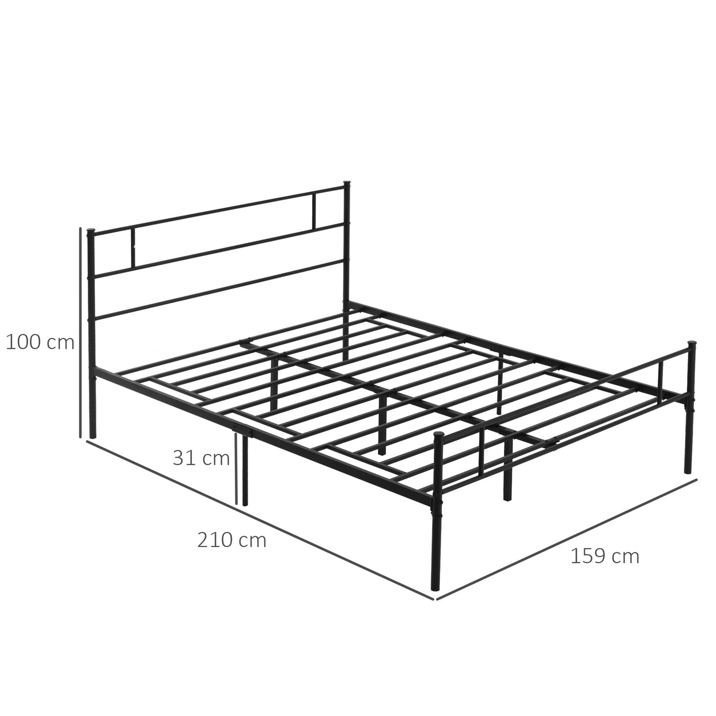SvvalkaKing Metal Bed Frame w/ Headboard and Footboard