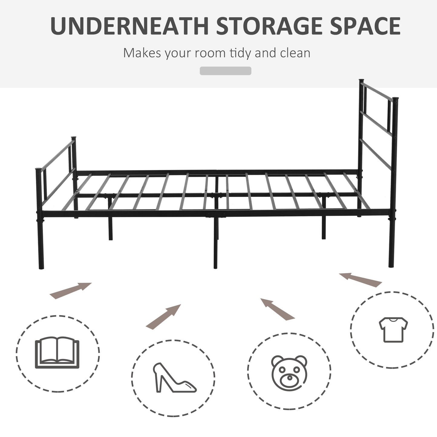 SvvalkaKing Metal Bed Frame w/ Headboard and Footboard