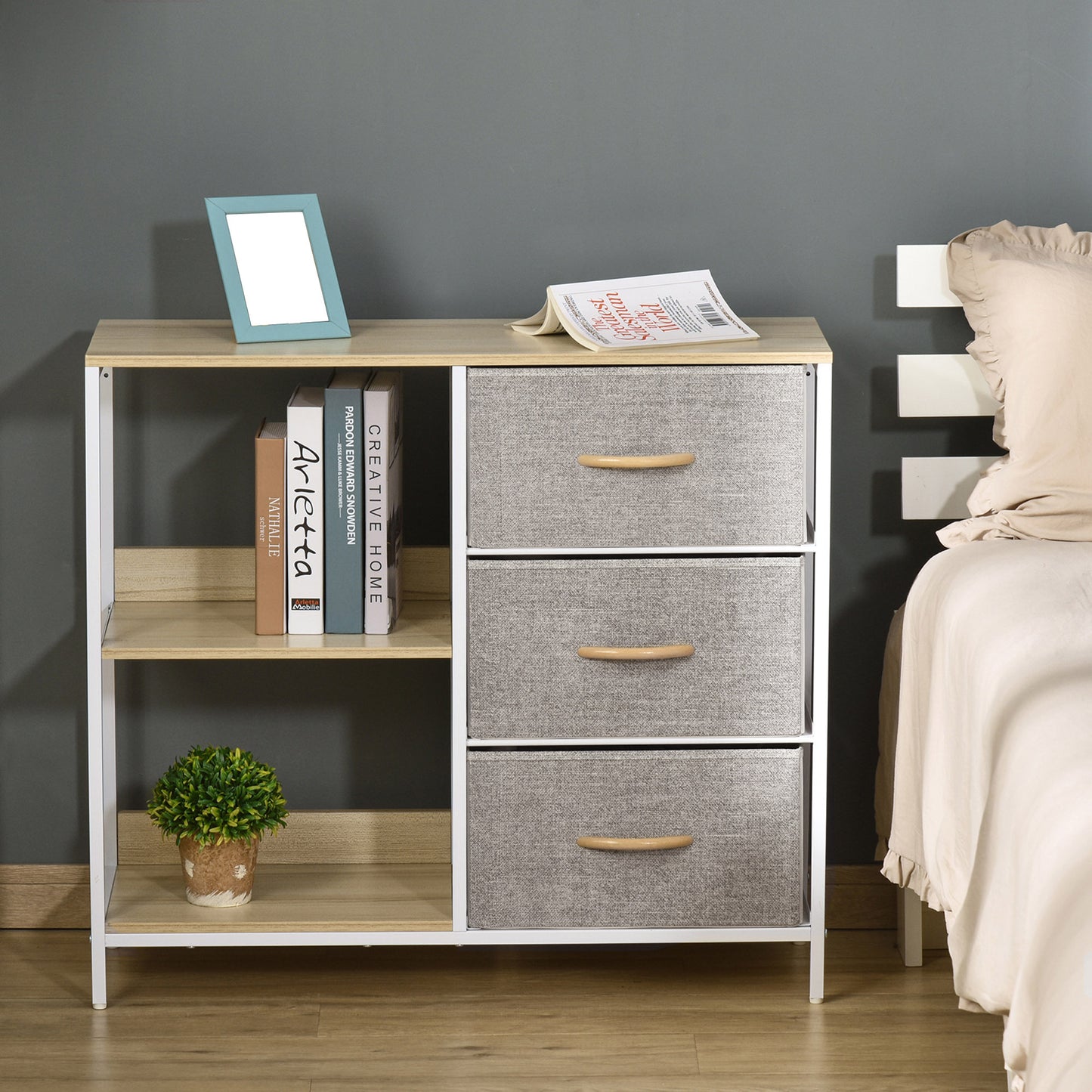 Chest Dresser with 3 Drawers Storage Cabinet Organizer, Beige