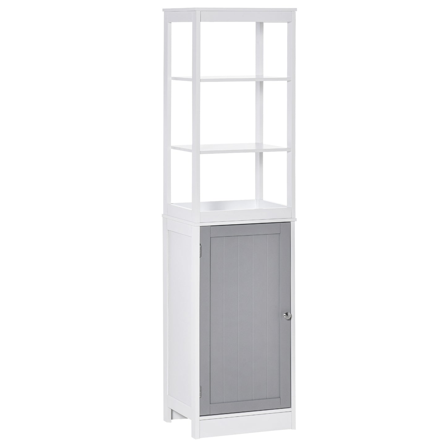 kleankin Bathroom Tall Storage Cabinet Organizer Tower w/ Door Shelves White