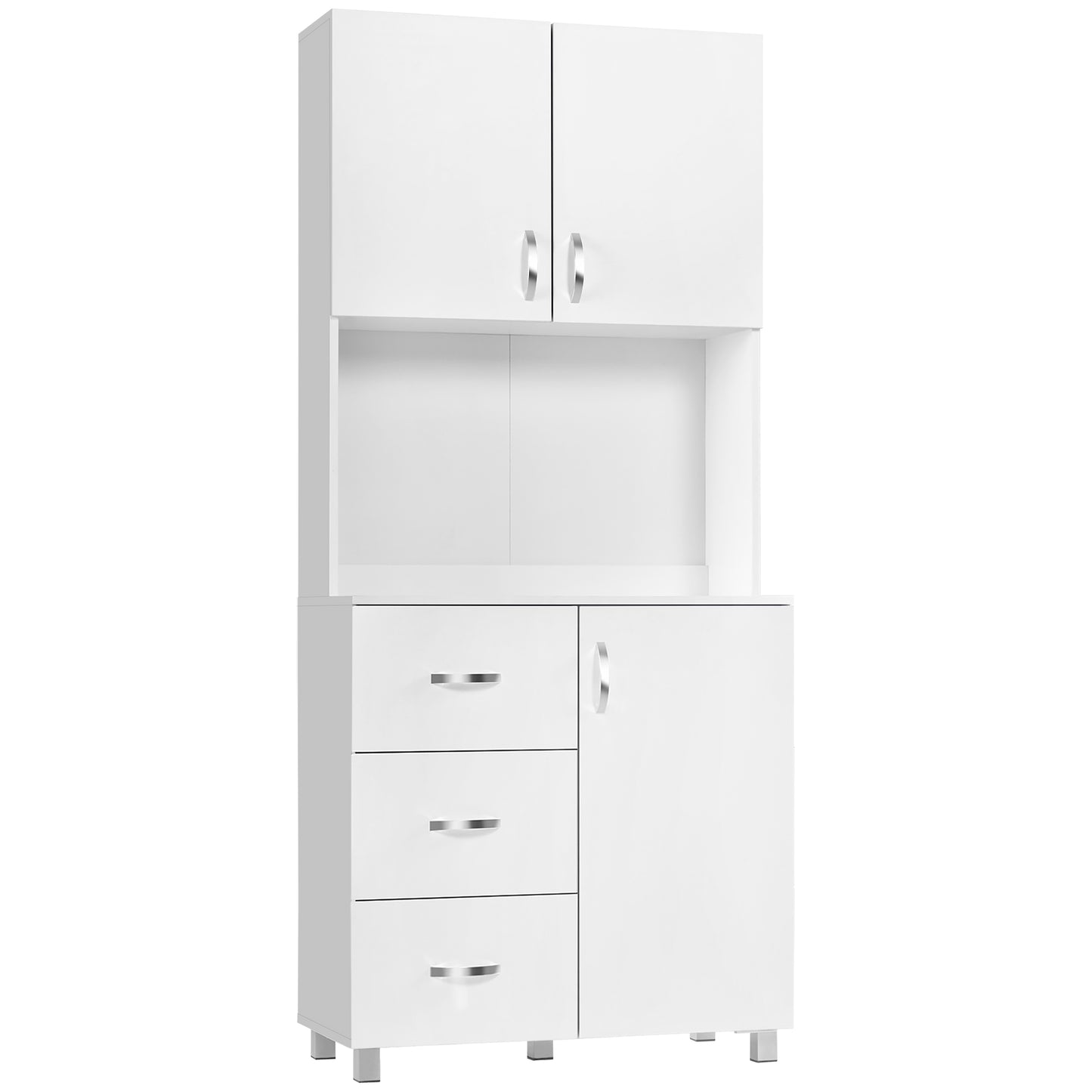 Kitchen Storage Cabinet Wooden Cupboard Organizer Home Furniture, White