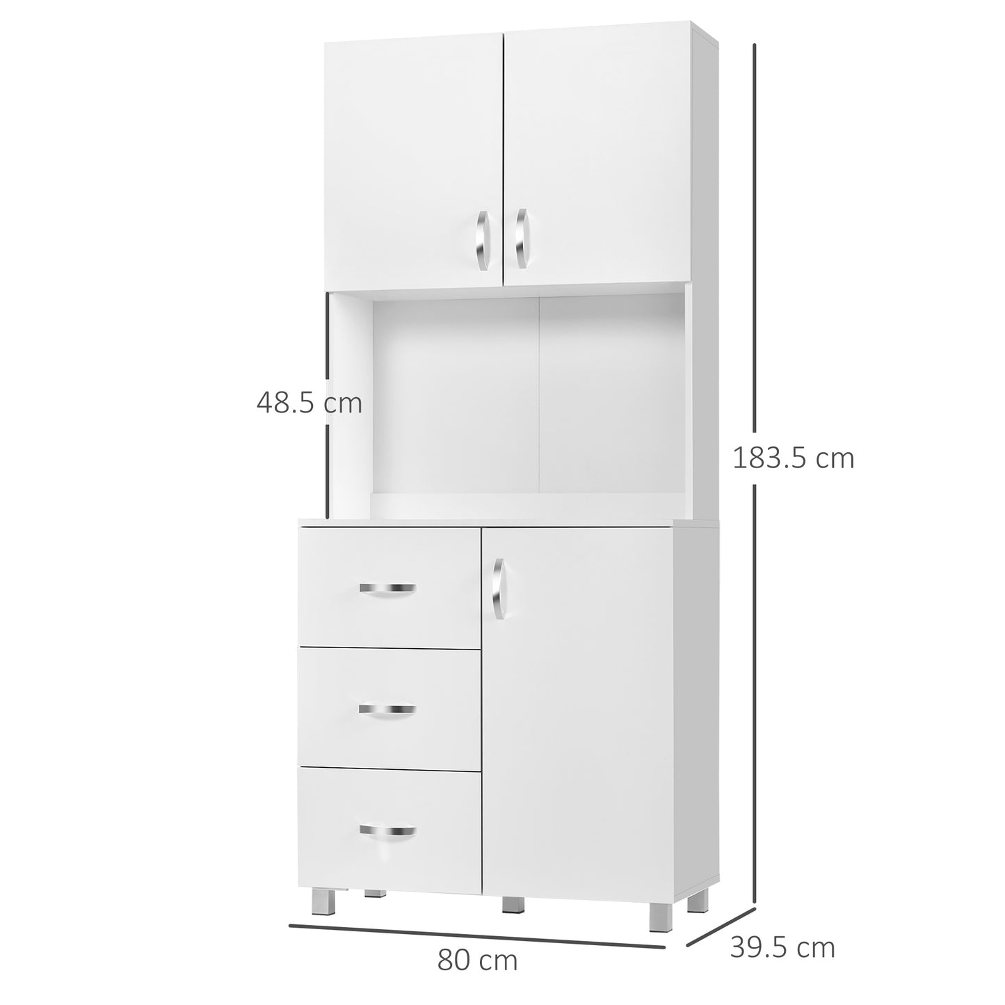 Kitchen Storage Cabinet Wooden Cupboard Organizer Home Furniture, White