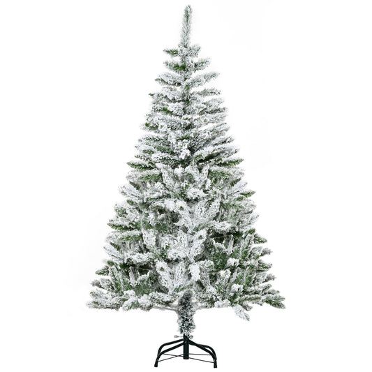 5ft Snow Flocked Artificial Christmas Tree w/ Realistic Branch Tips HOMCOM