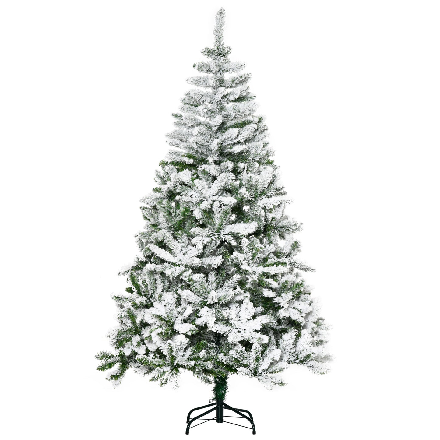 6ft Snow Flocked Artificial Christmas Tree w/ Realistic Branch Tips HOMCOM