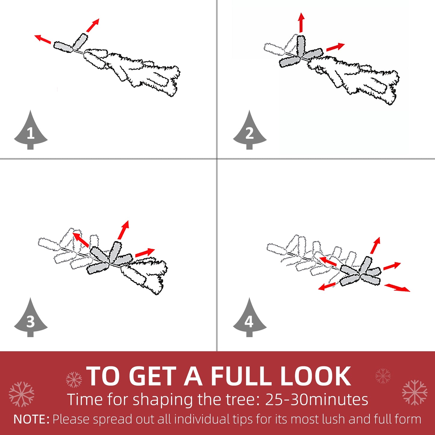 6ft Snow Flocked Artificial Christmas Tree w/ Realistic Branch Tips HOMCOM