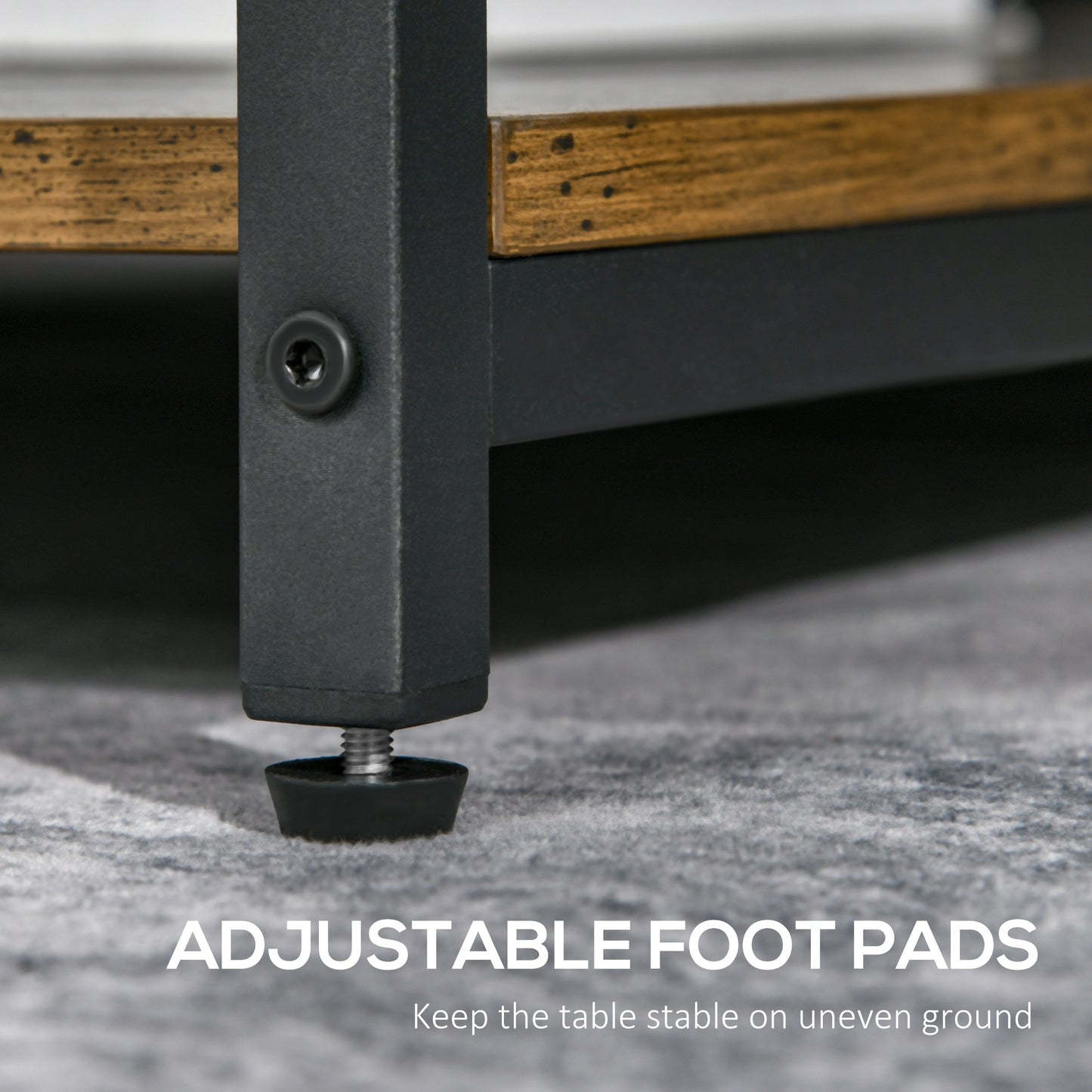 SvvalkaIndustrial Coffee Table, Cocktail Table  Storage Shelves, Rustic Brown