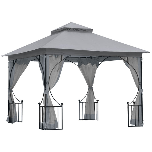 Gazebo Party Tent Canopy Sun Shade for Patio Garden Light Grey 3x3(m) Svvalka