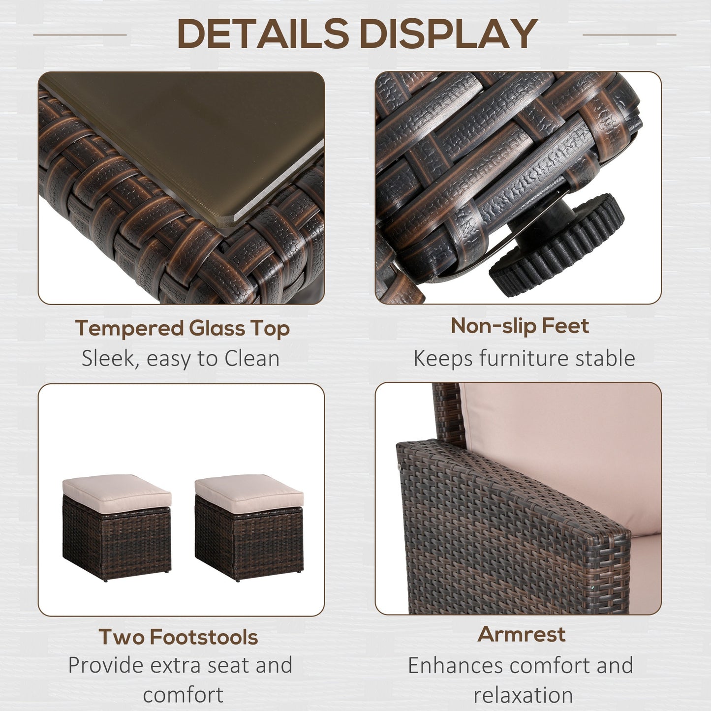 6 PCS Patio PE Rattan Sofa Furniture Set Dining Table Svvalka