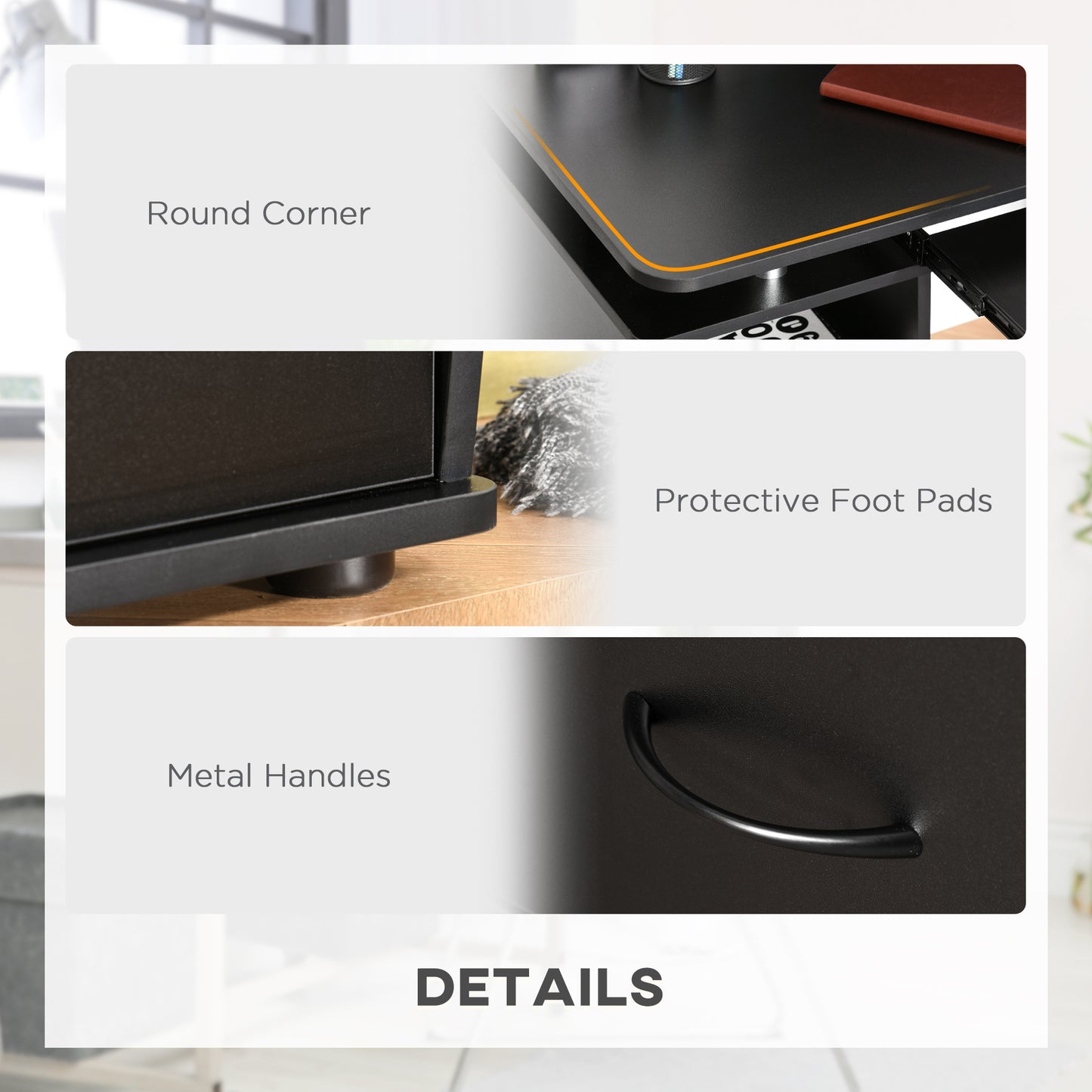 Computer Office Desk Table Workstation w/  Keyboard Tray, Drawer, Black HOMCOM