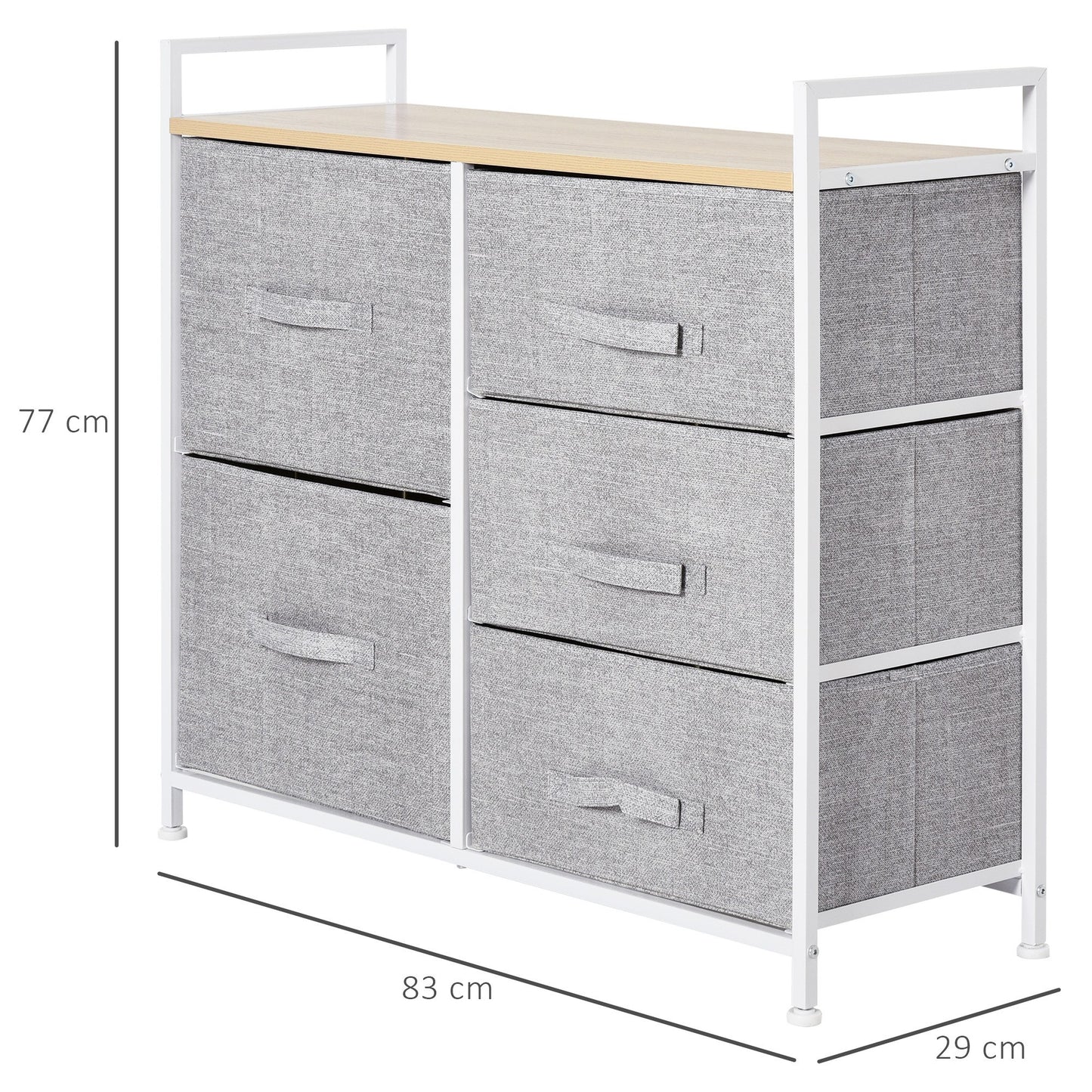 5 Drawer Linen Basket Storage Unit Home Organisation w/ Shelf Handles HOMCOM